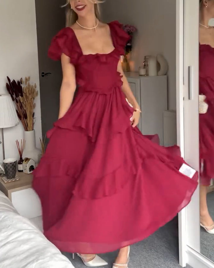 Quinlan - Elegant High-Waist Dress with Lace Trim