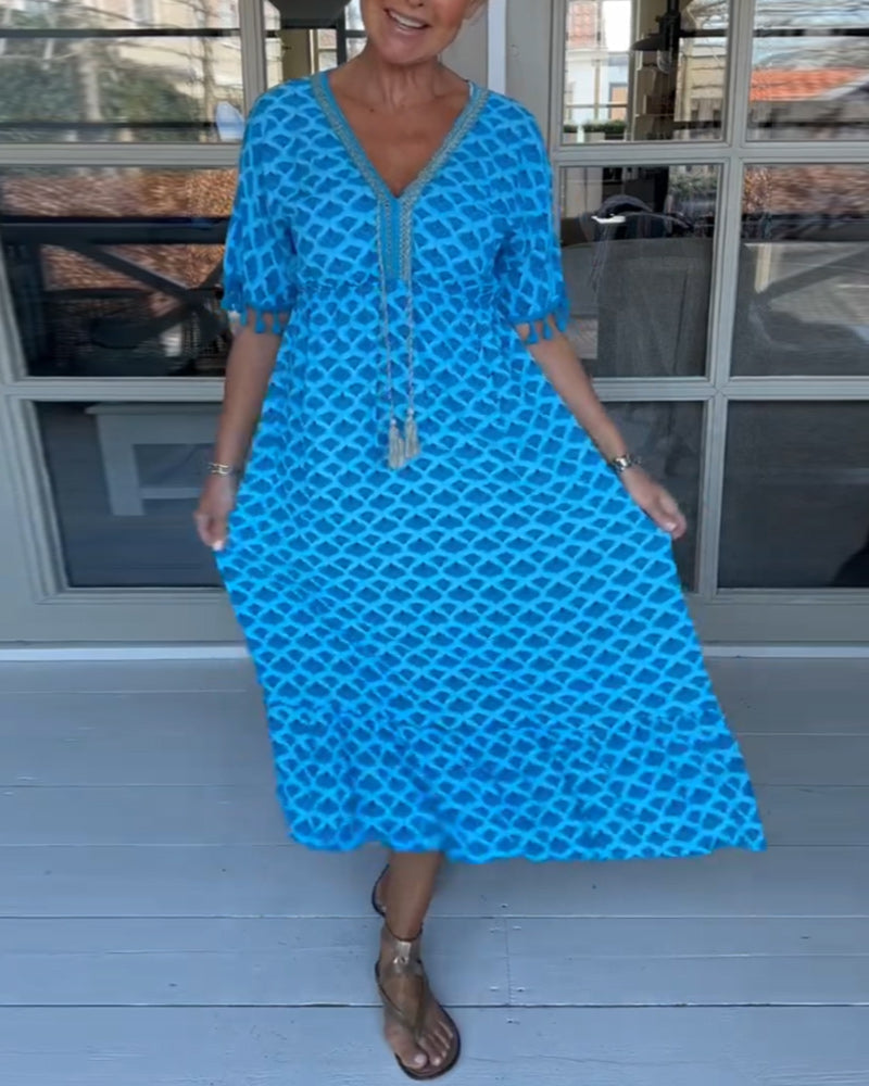 Winona - Summer V-Neck Tassel Dress