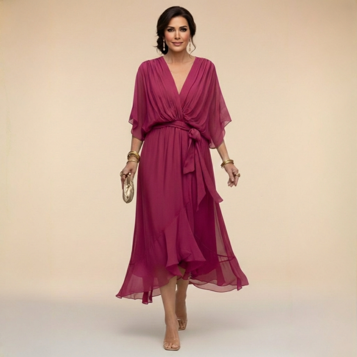 Sophia - Chiffon dress with a V-neck