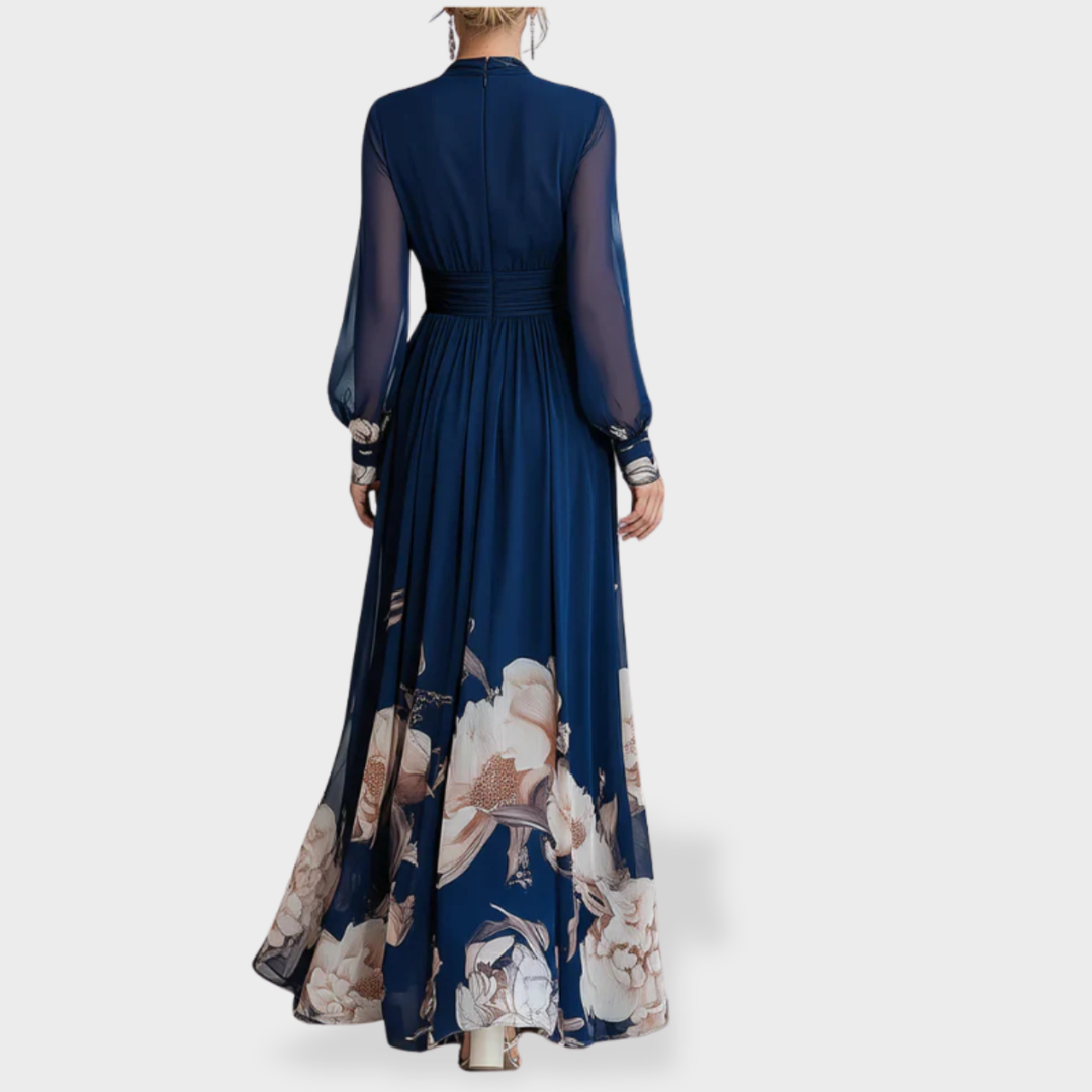 Lilly | V-neck Pleated Floral Maxi Dress