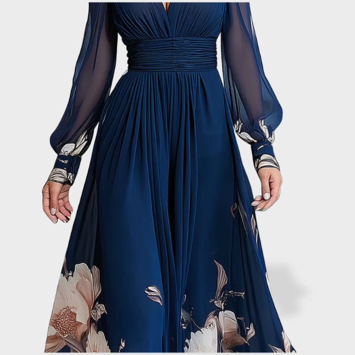 Lilly | V-neck Pleated Floral Maxi Dress