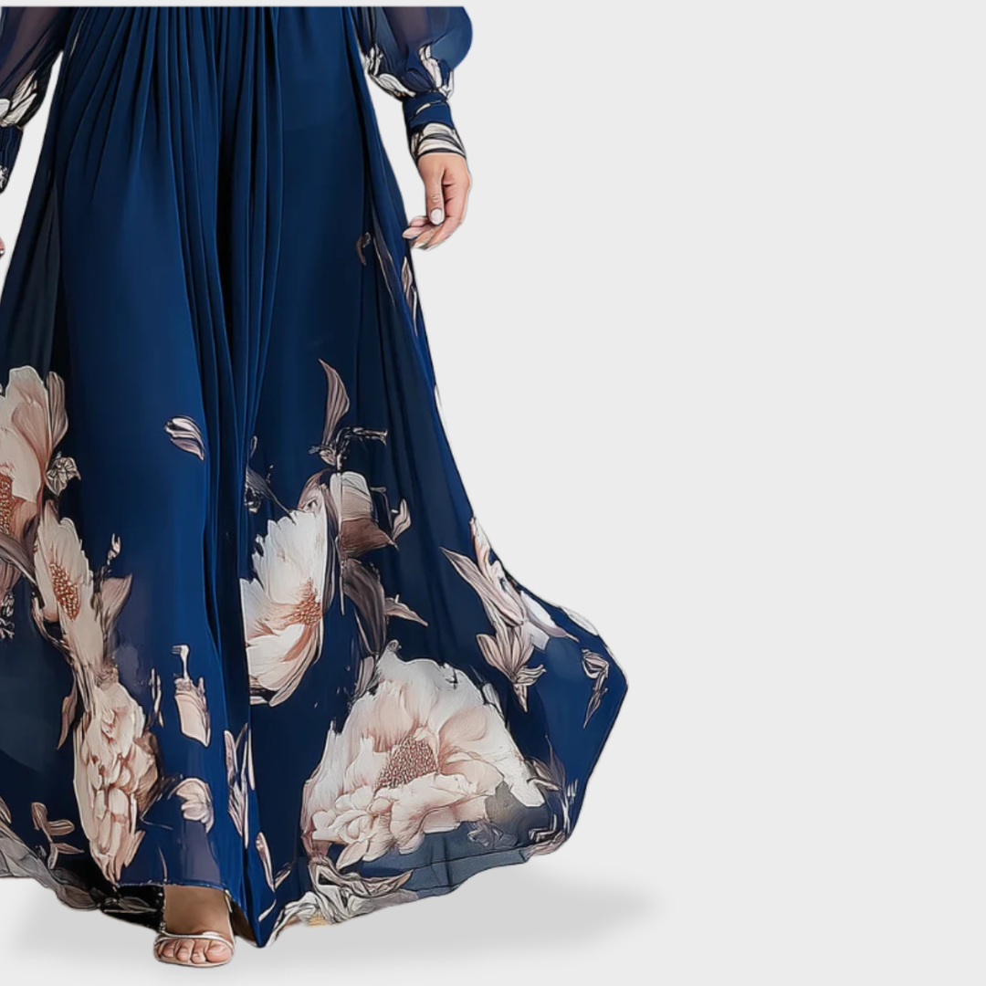 Lilly | V-neck Pleated Floral Maxi Dress