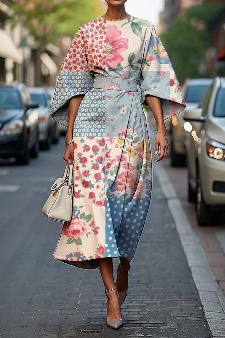 Zoraida - Stylish Batwing Sleeve Long Dress