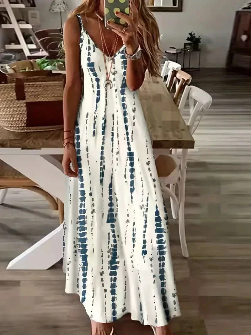 Seren - Women's V-Neck Tie-Dye Maxi Dress