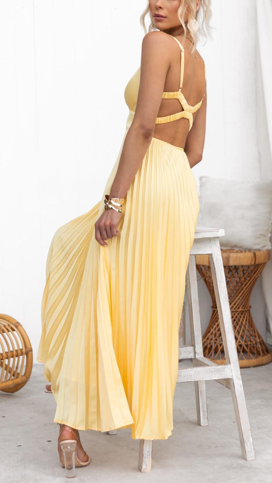 Naomi - Elegant Sling Cinched Waist Party Dress