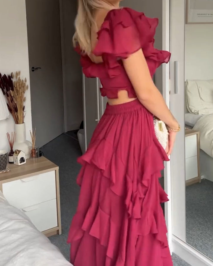 Quinlan - Elegant High-Waist Dress with Lace Trim